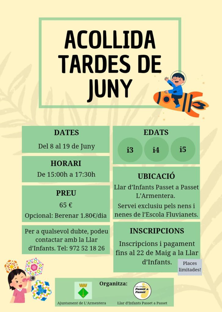 Tardes d’acollida a la Llar d’Infants Passet a Passet – inscripcions obertes