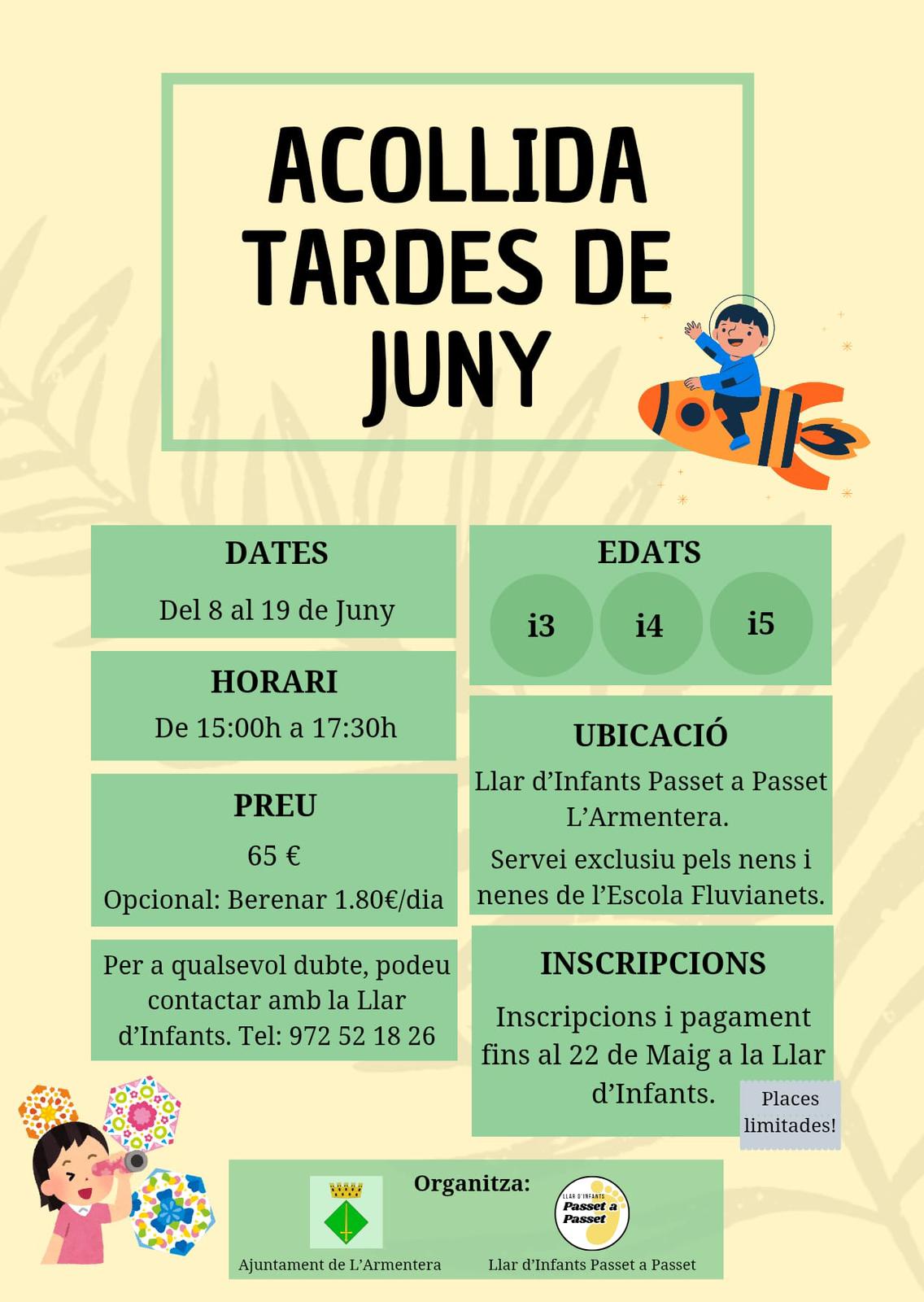 Tardes d’acollida a la Llar d’Infants Passet a Passet – inscripcions obertes